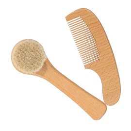 BIUDECO Newborn Scalp Brush Set Baby Bath Brush Comb Natural Wool Massage Tool Gentle Scalp Care Kit for Infants
