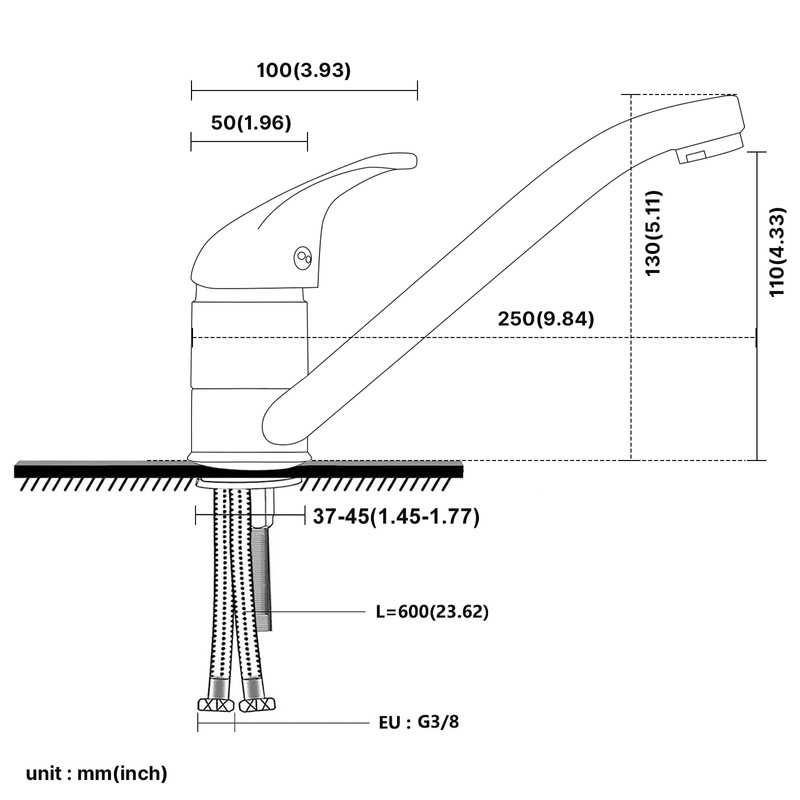 Rehomthy Kitchen Sink Mixer Tap, Single Lever Kitchen Faucet, Kitchen