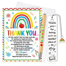 HOWAF Thank You Teacher Gifts for Women Men, Thank You Teacher Card, Bookmark, Pen, thank you Gifts for Teachers, Teaching Assistant, Preschool, teacher Leaving gifts Appreciation Cards