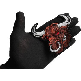 Angry Bull Iron on Patch - 4x3.75 inch - Embroidered Iron on Patch (P7088)
