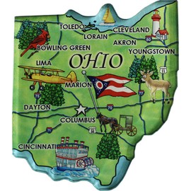 Flagline Ohio - Acrylic State Map Refrigerator Magnet