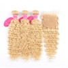 613 Blonde Hair Bundles with Closure 18 20 22+16 Inch