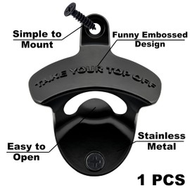 HAIICEN Black Bottle Opener Wall Mounted Stainless, Funny Cooler Mounted Beer Soda Cap Opener Gift