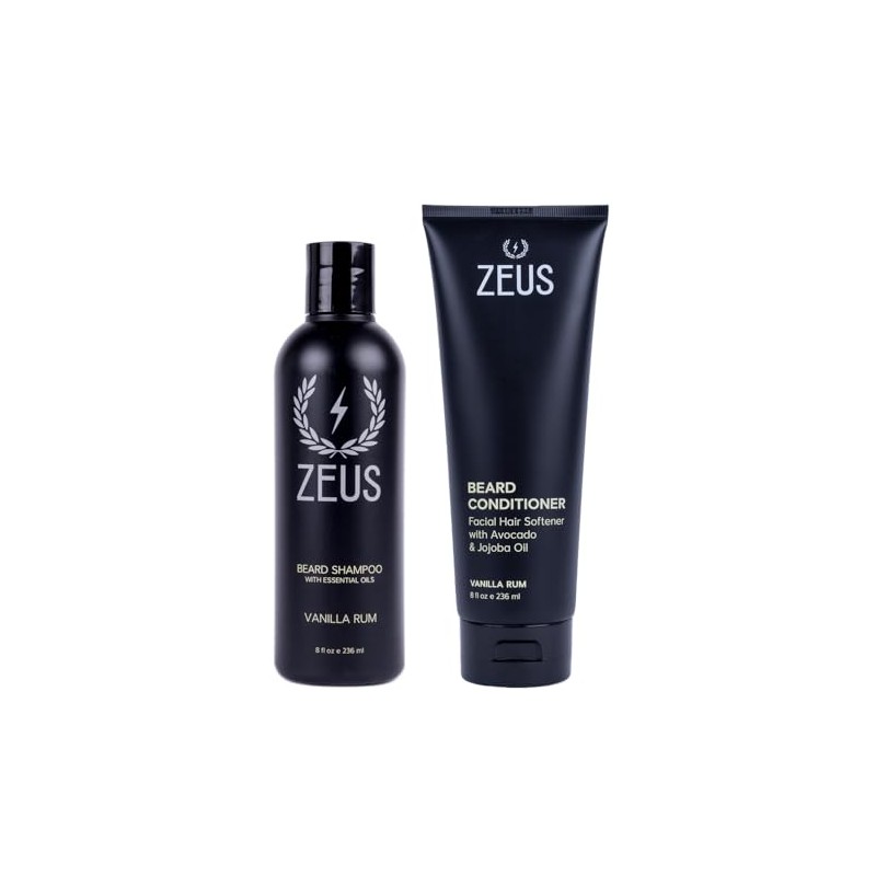 ZEUS Beard Shampoo and Conditioner Set for Men, Vanilla Rum