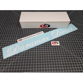 Duramax Diesel Script Decals Windshield Tailgate Stickers Fits 6.6L Chevy Silverado Sierra 2500 3500 HD (Gloss White, 24")