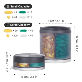 4 Compartments Medication Organizer Monthly Pill Box Pill Bottle - with 1 Travel Pill Dispenser Pill Case - Lrage Capacity - Rotate to Open