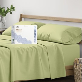 Mayfair Linen 100% Organic Cotton Sheets Full Size - 4 PC Organic Cotton Full Size Percale Weave Sheet Set, Soft, Cooling, Crisp & Breathable, 16" Deep Pocket Hotel Quality Bedding Set - Sage Green