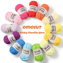 3 Pack Avocado Green Fluffy Chunky Chenille Crochet Yarn, Baby Yarn for Crocheting Soft Blanket, Bulky Velvet Yarn (100g/54.8yds Each), Plush Amigurumi Yarn for Knitting Crafts, Scarves, Puzzle