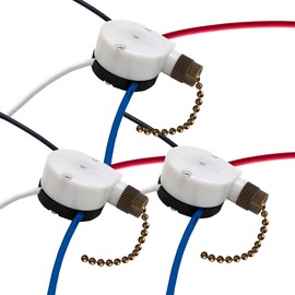 Ceiling Fan Switch Zing Ear ZE-208S E89885 3 Speed 4 Wire Fan Switch Pull Chain Ceiling Fan Switch Speed Control Switch for Ceiling Fans, Wall Lamps, Cabinet Light, Bronze 3PCS