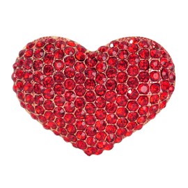Gyn&Joy Gold Tone Red Colored Crystal Love Heart Brooch Pin