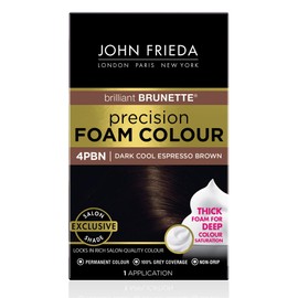 John Frieda Precision Foam Color, 4P Dark Cool Espresso Brown, Color-Nourishing Permanent Hair Color Kit, Deep Color Saturation, 100% Grey Coverage