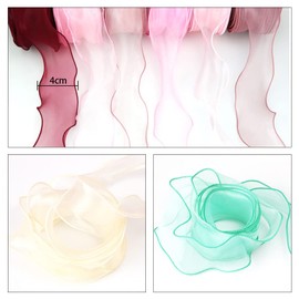 6 Rolls Chiffon Ribbon Organza Chiffon Ribbon Sheer Chiffon Ribbons for Bouquet Wrapping Making Bows Wreaths Decoration DIY Crafts