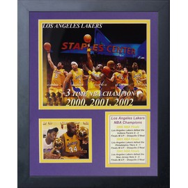 Legends Never Die 2000-2002 Los Angeles Lakers Three Peat Champions Collage Photo Frame, 11" x 14", (12337U)