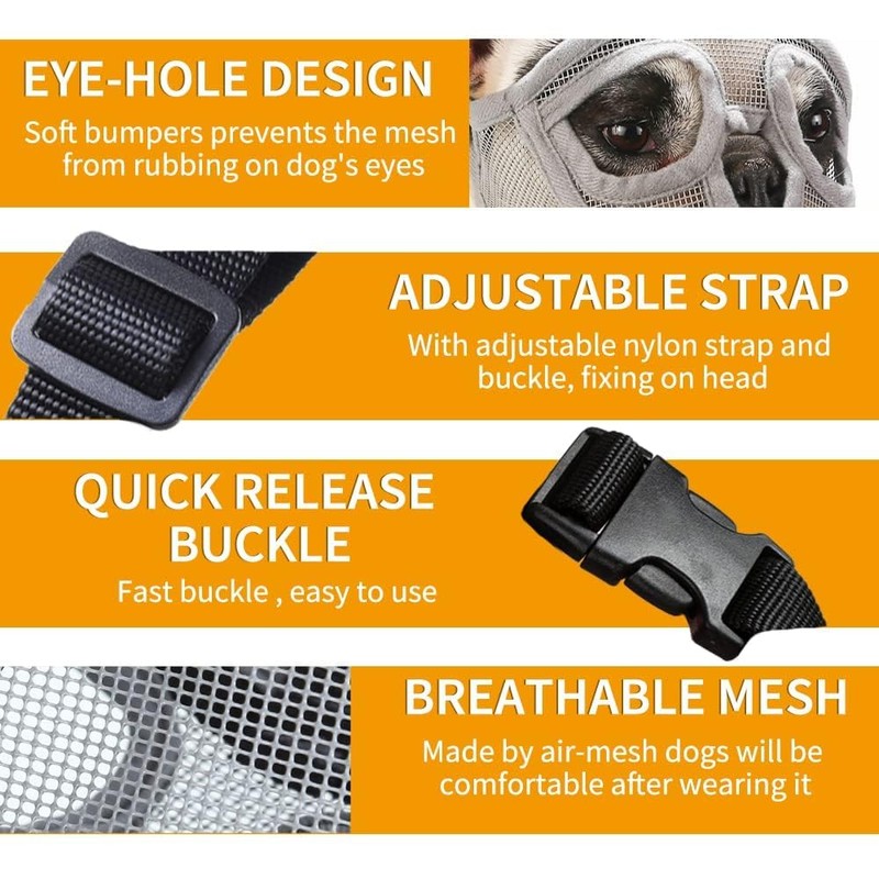 BARKLESS French Bulldog Muzzle, Short Snout Dog Muzzle with Breathable
