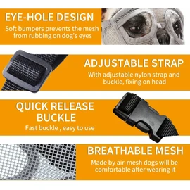 BARKLESS French Bulldog Muzzle, Short Snout Dog Muzzle with Breathable Mesh for Shih Tzu and Pug, Mask Frenchie Muzzle for Biting Chewing Licking, Ideal for Grooming Vet Visits (S, Grey)