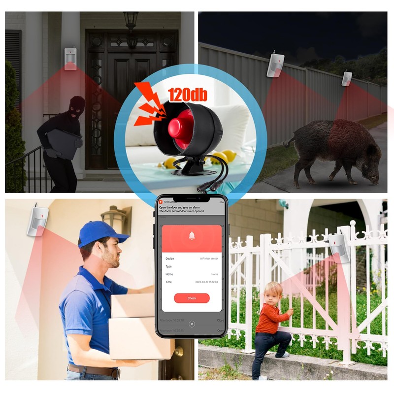 WiFi Alarm System for Home Security, 120dB Wireless Alarm Security