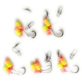 5 - Hi*Low - Pompano Rig, Surf Fishing Rig, Fishing Rigs, Double Drop Rig - Pompano, Snappers, Whiting, Drum, Spots, Etc Hand Tied w/ 30Lb Fluorocarbon Line, Oragne/Yellow Floats