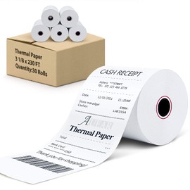 3 1/8" x 230' (30 Rolls) Thermal Receipt Paper, 80mm BPA Free Point of Sale Cash Register Paper for POS System - AUEAR