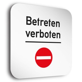 Türschilder24 Aluminium door sign • No access – No access – no entry • In the size 150 x 150 mm • Special feature: invisible spacers give the door sign an exclusive floating effect