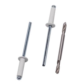 SKIR'CO Pack of 100 Painted Blind Rivets 3.2 x 12 mm Aluminium Blind Rivets DIN 7337 Steel Mandrel Pop Rivets Including Drill (Pure White RAL 9010)