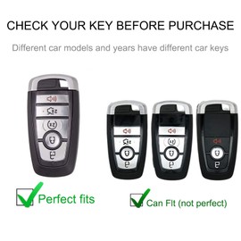 CACARLIKE for Ford Key Fob Cover with Key Chain, Car Key Fob Case Compatible with Ford Edge Escape Expedition Explorer Fusion Mustang Ranger F-150 F-250 Smart Key Protector Holder