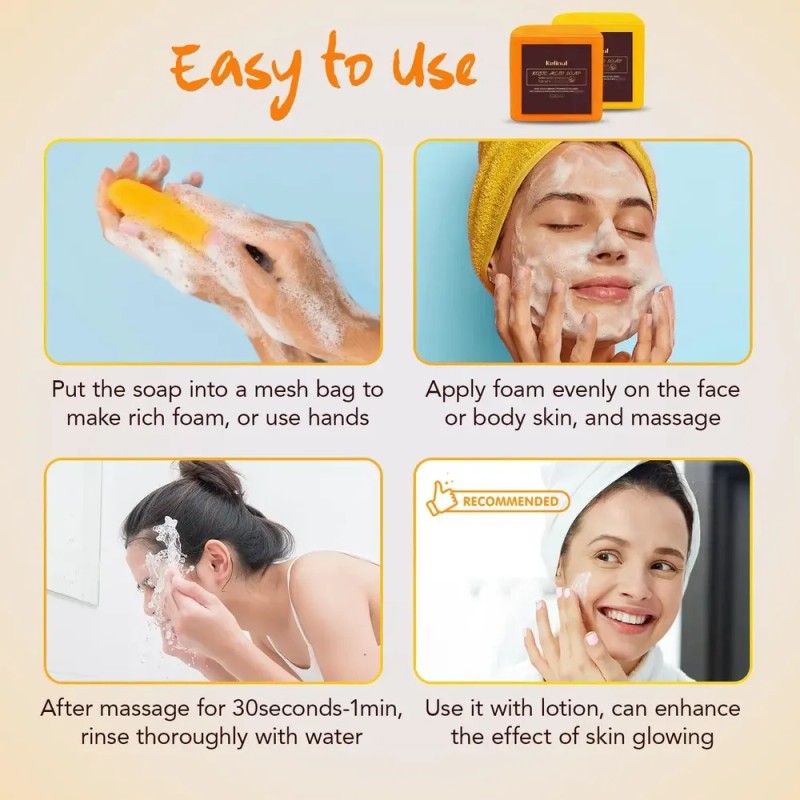 Kelinul Bath Soap Bar for Men and Women, Yellow and
