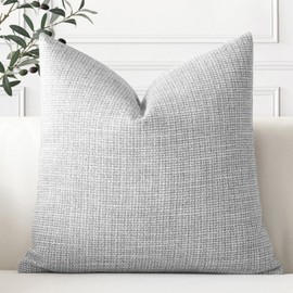 Artscope Set of 1 Cushion Cover, Plain Throw Cushion Cover, Linen Cushion Covers, 45 x 45 cm, Modern Decorative Cushion Cover Set, Cushion Case for Sofa, Bedroom, Home Decor, Light Grey