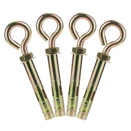 Napredak 9/16" x 5-1/2" Concrete Eye Bolt Anchor Carbon Steel Shoulder eyebolts Anchor, Screw Expansion Sleeve Bolt with Ring, Cement wall Brick Anchor Fastener (4 pcs)