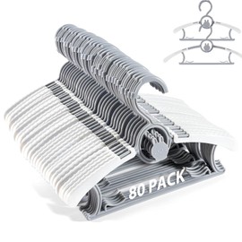 Kids Hangers, Extendable Baby Hangers, Non-Slip 80 Kids Clothes Hangers, 11''-14' Toddler Hangers, Space-Saving, Adjustable Baby Clothes Hangers Gray, Stackable Hangers for Kids