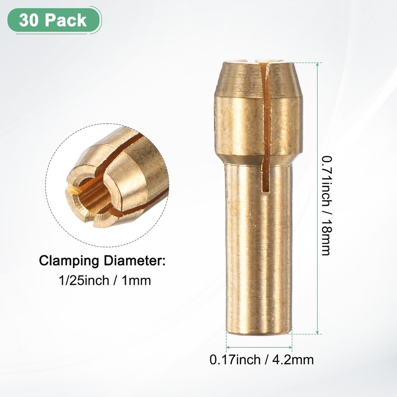 M METERXITY 30-Pack Brass Drill Chuck, 3/32 Inch/ 2.4 mm