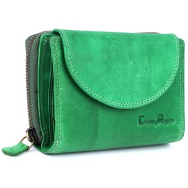 Chunkyrayan Genuine Leather Women's Purse, High-Quality, Vintage, RFID Protection, Includes Leather Keyring Leather, Green