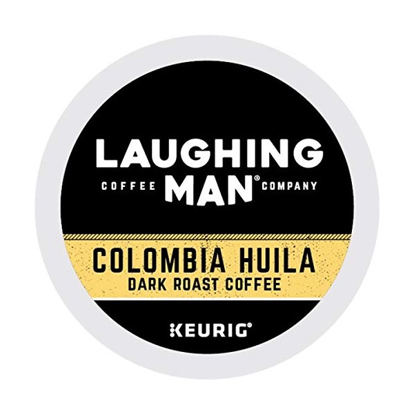 Laughing Man, Colombia Huila, Single-Serve Keurig K-Cup Pods, Dark Roast Coffee, 96 Count (6 Boxes of 16 Pods)