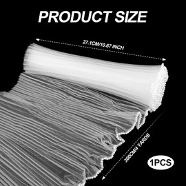 2pcs 4 Yards Flower Wrapping Mesh Paper, Bouquet Wrapping Paper Pearl Edge Wrinkled Floral Flower Paper Wrap Package Papers for Florist Supplies Wedding Valentines Gift Packaging Decor (White)