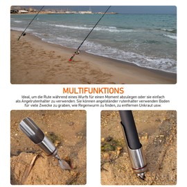 KIBBEH Fishing Rod Holder 2 Pieces Stainless Steel - Foldable Rod Holder for Fishing Rods, Universal Floor Holder with V Tip, Portable Fishing Holder for Sand/Mud Land