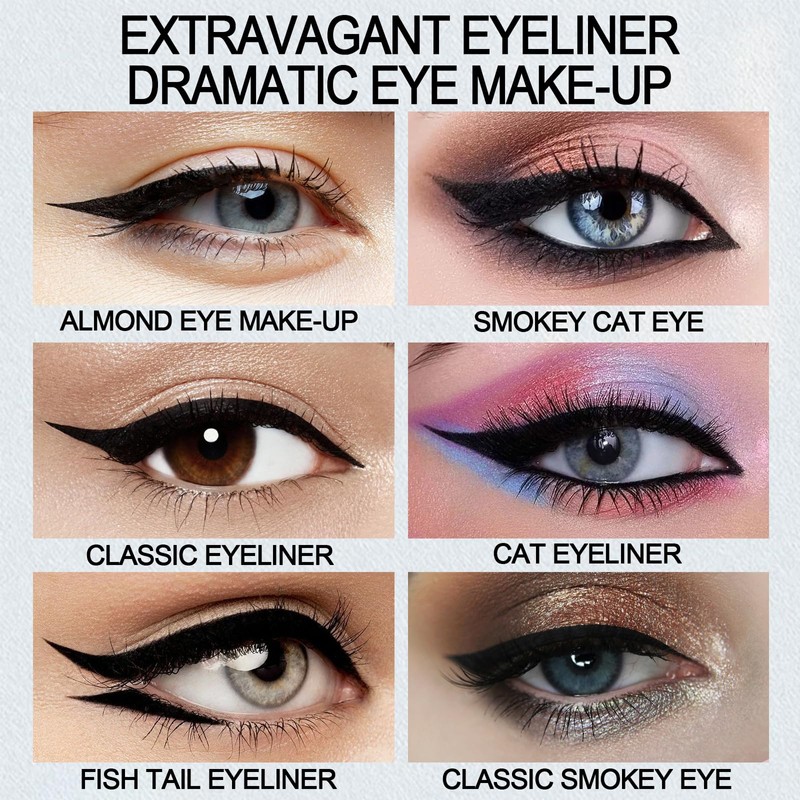 Apooliy Liquid Eyeliner with Eye Liner Stencils,Waterproof Eyeliner Pen with