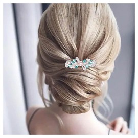 Andelaisi Vintage Rhinestone Hair Clip Gold Crystal Hair Barrettes Vintage Crystal Barrette Head Clips Sparkly Cz Hairclip Decorative Headwear Crystal Wedding Headpieces for Women and Girls