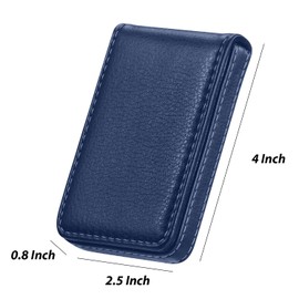 Outus 2 Pieces Business Card Holder, Business Card Wallet PU Leather Business Card Case Pocket Business Name Card Holder with Magnetic Shut Credit Card ID Case/Wallet, Coffee, Blue, Minimalist