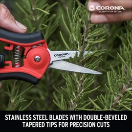 Corona FS 4120 Hydroponic Micro Snip Scissors for Gardening, Landscaping Herbs, Flowers and seedlings, 6-Inch, Red