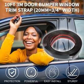 TUCKBOLD Car Truck Window Trim Strip 3/4" 20mm Width 10Ft 300cm Self Adhesive Scratch-Proof | Universal Exterior Interior Bumper Door Body Side Decorative Sticker Gloss Black 1 Set