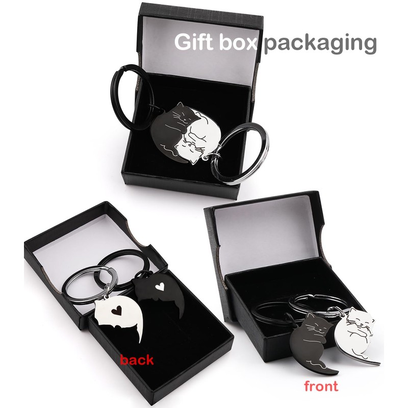 Looking Cat Keychain, Couple, Pairs, Matching, Cute, Simple, Cat Keyring,