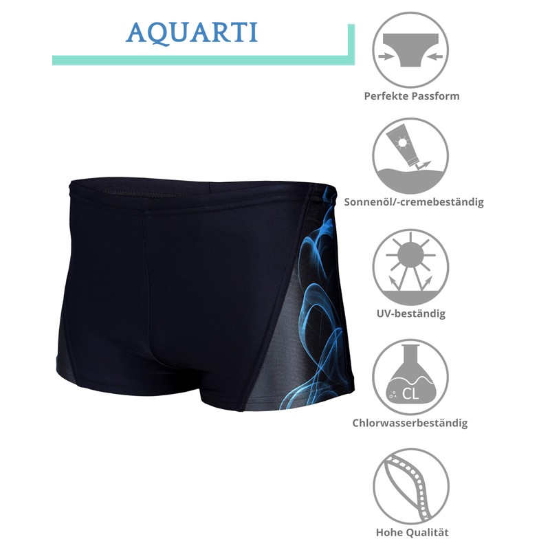 Aquarti Men's Short Striped Swimming Trunks, 16201 Black/Blue, 3 XL