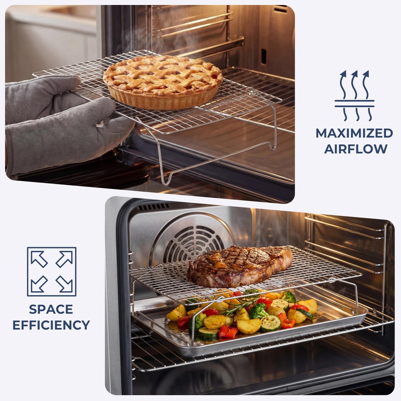 E-far Cooling Rack for Cooking and Baking-4-Tier, 15”x10” Collapsible &