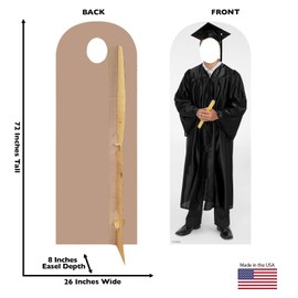 Advanced Graphics Male Graduate Black Cap & Gown Stand-in Life Size Cardboard Cutout Standup