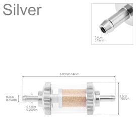 Windance 2PCS 5.3mm 0.21inch Aluminum Alloy Fuel Filter,Glass Inline Reusable Gasoline Filter for Motorcycle Scooter ATV Dirt Pit Bike Off-Road Motocross (Silver)