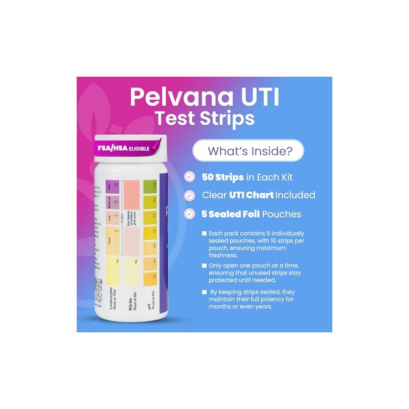 Pelvana Urinary Tract Infection Test Strips - 50 UTI Test