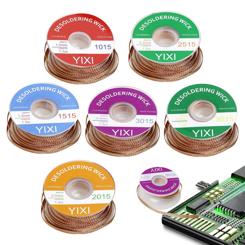 Pack of 6 Desoldering Wire, No-Clean Soldering Braid 1.5 m
