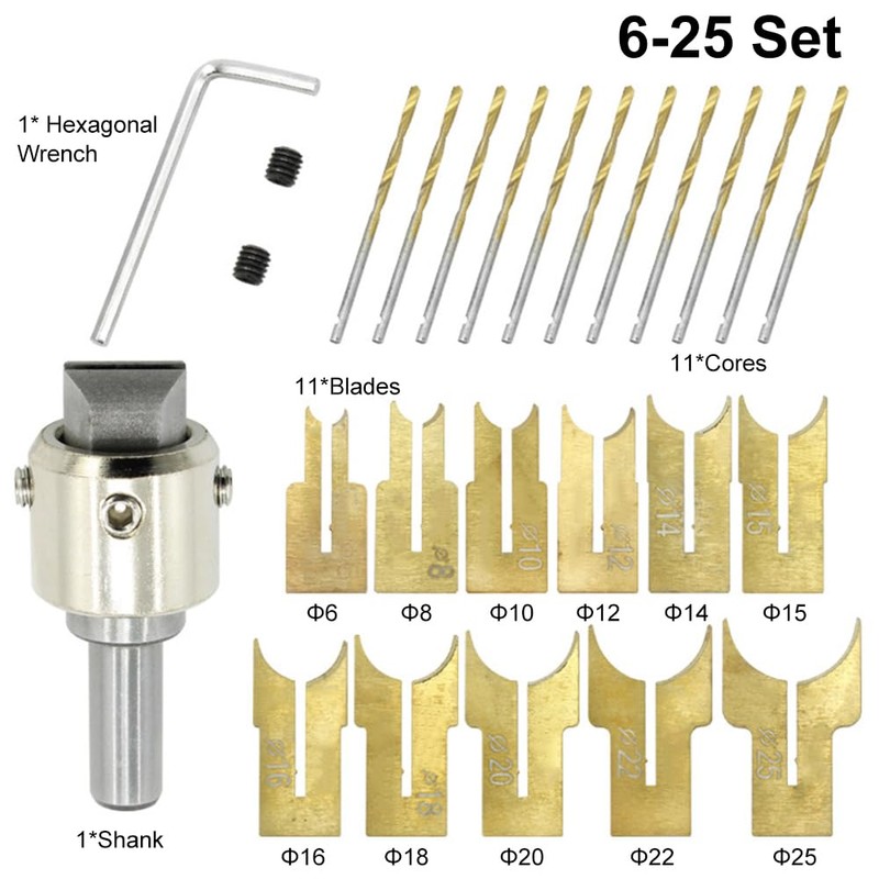 6-25 Set, Wooden Beadmaker Drill Cutter Set, Professional Woodworking Tool