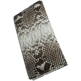 Bliss Leather, Genuine Diamond Python, Snakeskin Long Wallet, Bi-fold, Genuine Leather, Unisex, natural