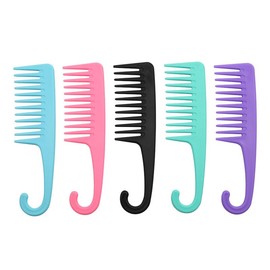 Wide Tooth Comb for Curly, Wet, Long, Thick Hair & Wigs – Anti-Static Detangling Comb with Ergonomic Handle, Scalp-Friendly (Black)
