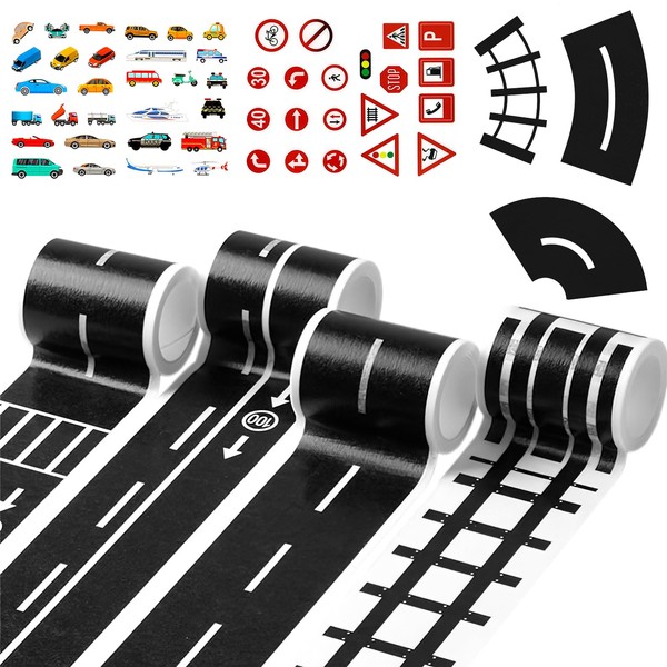 Road Tape for Toy Cars,11 Pieces Road Tape DIY Traffic
